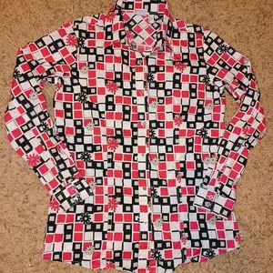 Cruel Girl Pink/Black Cowgirl Pattern Button Down Shirt